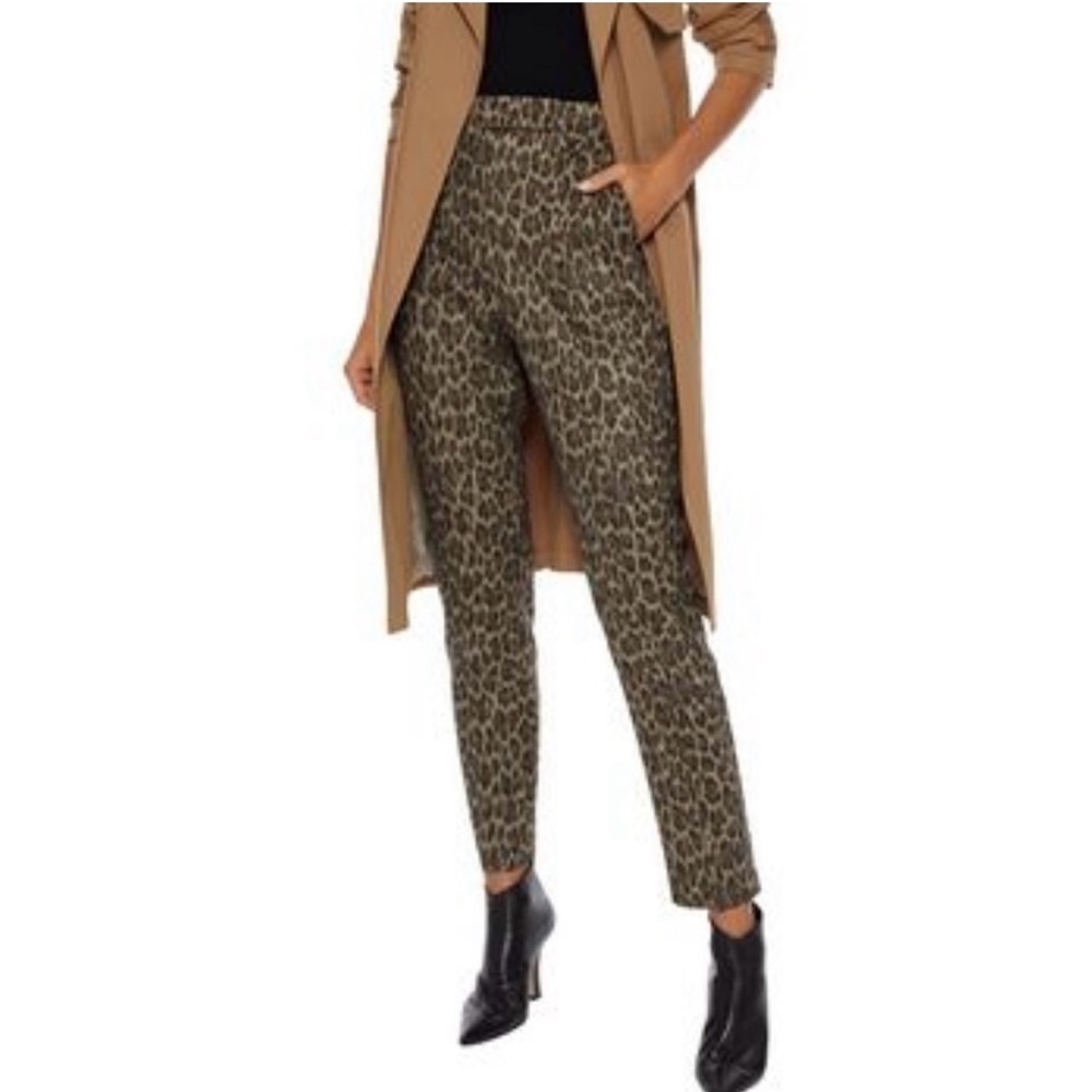 $645 NWT Max Mara 12 Leopard-print Wool-blend Tapered Pants Animal Print Italy